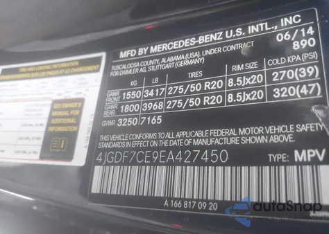 2014 Mercedes-Benz Gl 450 4Matic z USA, uszkodzony, nr VIN 4JGDF7CE9EA427450